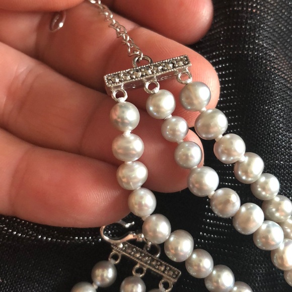 Danbury Mint silver pearl&lavender stone necklace - Picture 5 of 8